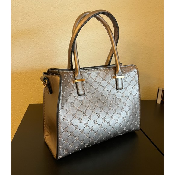 Alyssa Satchel Heart Embossed Bag Purse - Vegan- (Mini Version) NEW - Picture 11 of 11